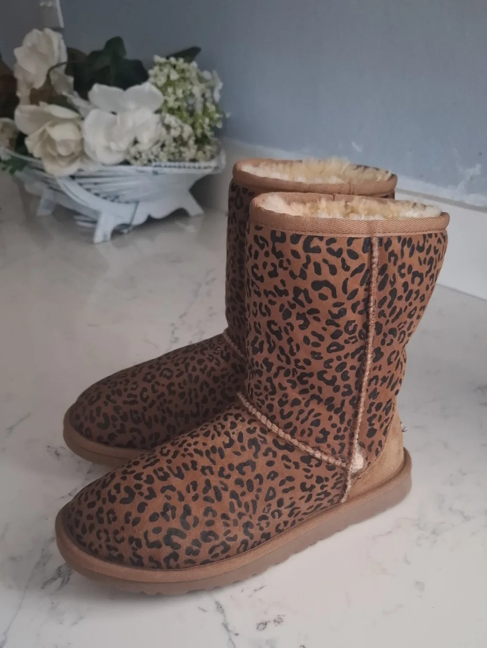 UGG Kids Leopard Print Boots in Brown and Black